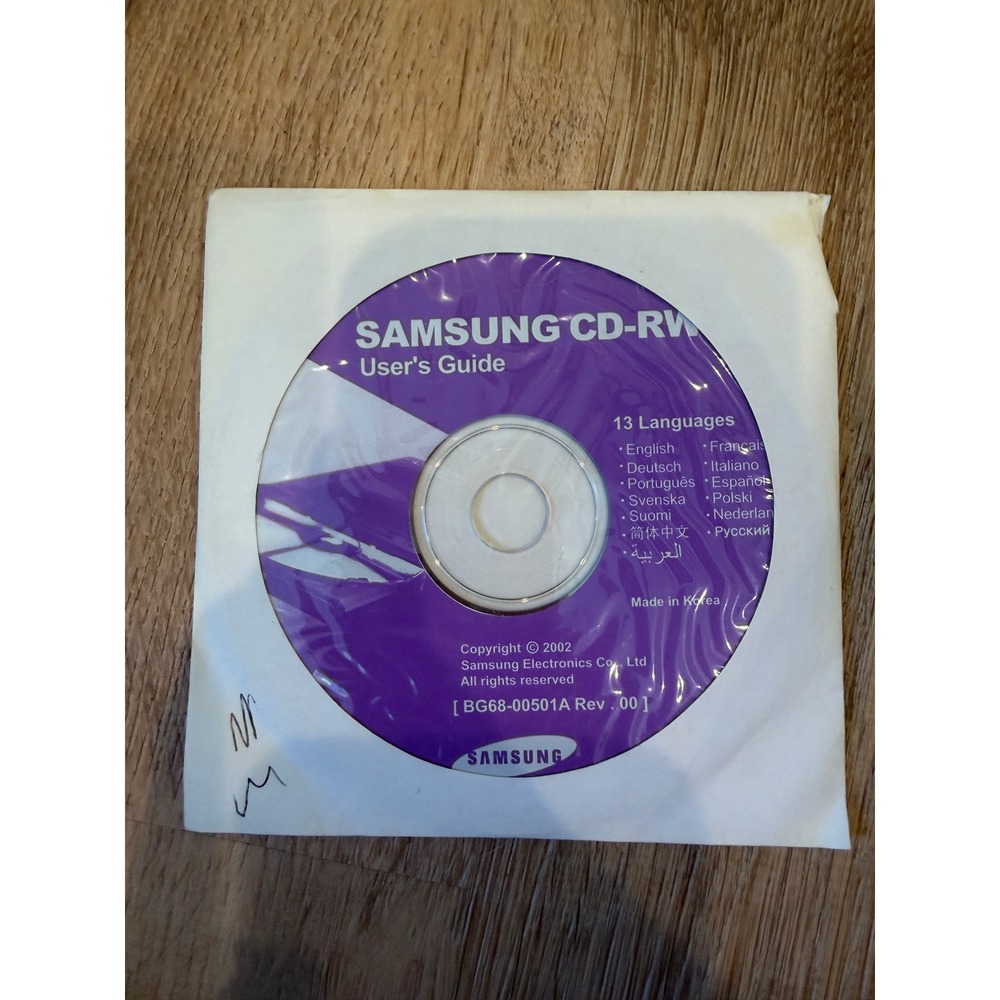 Samsung CD-RW User Guide Software Disc 2002 Vintage BG68-00501A Rev .00 Purple